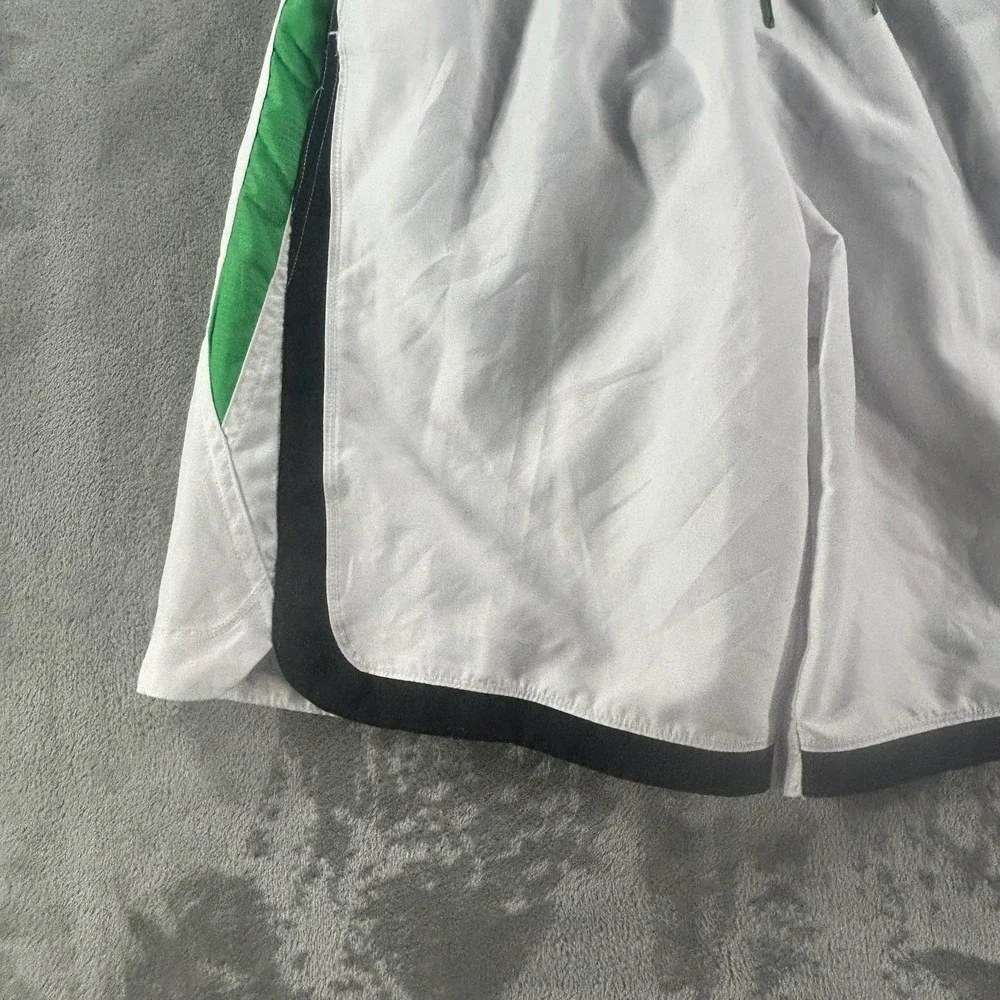 Nike Swim Shorts Mens Large White Green Black Colorblock Mesh Lined Trunks Logo